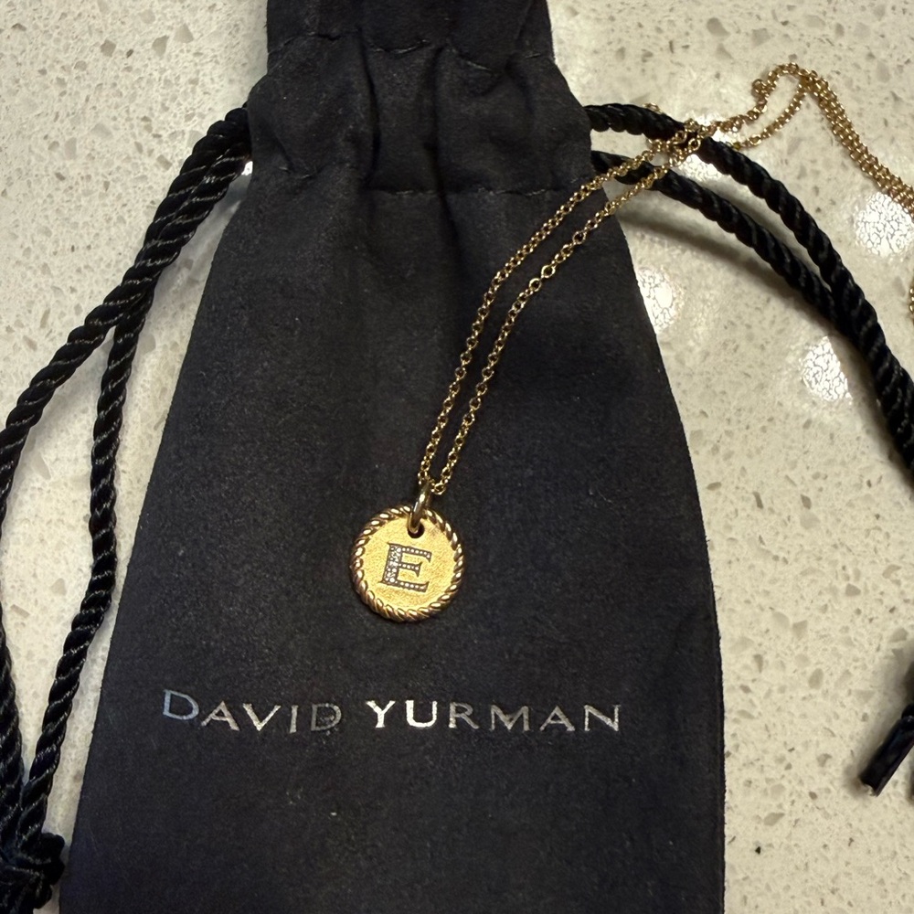 David Yurman Gold Initial Charm Necklace